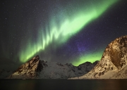 Northern Lights Over Reine, Norway - Nordland county, island of Moskenesøya in the Lofoten archipelago,Norway