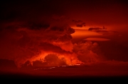 Mauna Loa Eruption with Lenticular Clouds - Hawai'i Island
