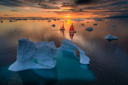 Red Sails in the Midnight Sun - Disco Bay, Illulisat, Greenland